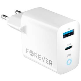 Nabíječka do sítě Forever TC-06-20AC PD QC 1x USB-C, 1x USB, 20W (GSM171394) bílá