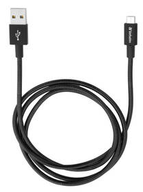 Kabel Verbatim Sync & Charge USB/micro USB, 1m, nerezová ocel (48863) černý