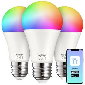 Chytrá žárovka Niceboy ION SmartBulb RGB E27, 9W, 3 ks (SC-E27-9W-triple-pack) - zánovní - 24 měsíců záruka