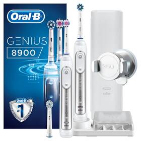 Set zubních kartáčků Oral-B Genius 8900 Cross Action + Bonus Handle bílý