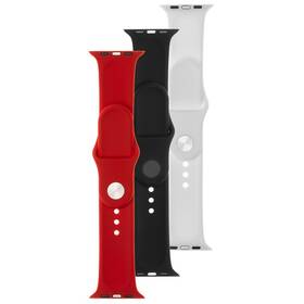Set řemínků FIXED Silicone Strap na Apple Watch 42/44/45/49mm (FIXSST-434-3SET4) černý/bílý/červený