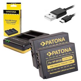 Nabíječka PATONA Dual Quick pro Fuji NP-W126 + 2x baterie 1020mAh USB (PT1957B)