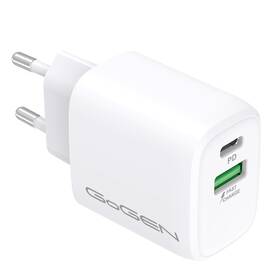 Nabíječka do sítě GoGEN ACHPDQ 220, 1x USB-C PD 20W, 1x USB-A 18W (ACHPDQ220W) bílá