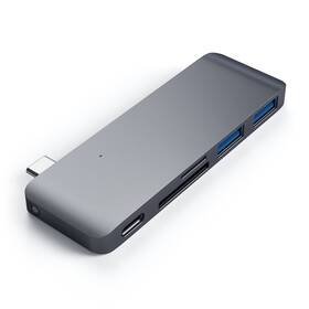 USB Hub Satechi USB-C Passthrough USB Hub (2x USB 3.0, USB-C, SD, MicroSD) (ST-TCUPM) šedý