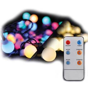 Vánoční osvětlení Solight řetěz - koule, dálkový ovladač, 200LED, RGB+bílá, 20m+5m, 8 funkcí, IP44 (1V09-RGB) - zánovní - 12 měsíců záruka