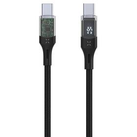 Kabel FIXED USB-C/USB-C, s displejem, PD, 100W, 1,2 m černá barva
