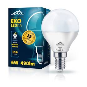 Žárovka LED ETA EKO LEDka mini globe 6W, E14, neutrální bílá (P45W6NW)