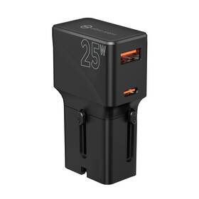 Cestovní adaptér Mobile Origin Travel adapter 25W, EU/US/UK/AU černá barva
