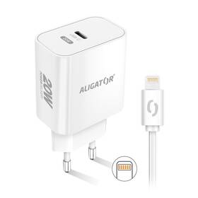 Nabíječka do sítě Aligator Power Delivery 20W, USB-C + kabel pro Apple (CHPD0014) bílá