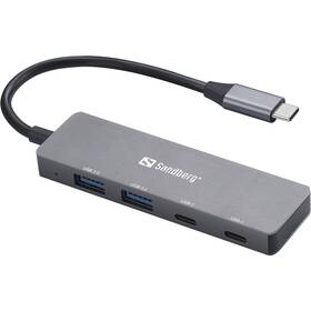 USB Hub Sandberg USB-C/2xUSB-A, 2x USB-C (136-50) stříbrný