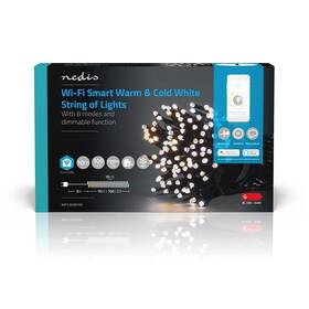 Vánoční osvětlení Nedis SmartLife LED, Wi-Fi, Teplá až studená bílá, 100 LED, 10 m, Android / IOS (WIFILX02W100)