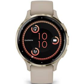 Chytré hodinky Garmin Venu 3S - Cream Gold/French Gray Silicone Band (010-02785-02) - s mírným poškozením - 12 měsíců záruka