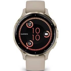 Chytré hodinky Garmin Venu 3S - Cream Gold / French Gray Silicone Band 
