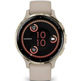 Chytré hodinky Garmin Venu 3S - Cream Gold/French Gray Silicone Band (010-02785-02)