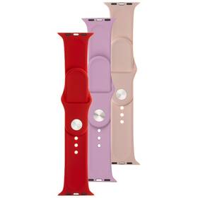 Set řemínků FIXED Silicone Strap na Apple Watch 42/44/45/49mm (FIXSST-434-3SET2) červený/růžový/fialový