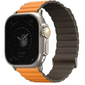Řemínek Uniq Revix Premium Edition Reversible na Apple Watch 42/44/45/49mm (UNIQ-45MM-REVPSORGKAK) oranžový/khaki