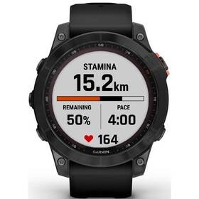 GPS hodinky Garmin fenix 7 PRO Solar - Gray/Black Silicone Band (010-02540-11)