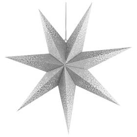 LED dekorace EMOS vánoční hvězda papírová závěsná se stříbrnými třpytkami ve středu, bílá, 60 cm, vnitřní (DCAZ08)