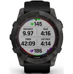 GPS hodinky Garmin fenix 7X PRO Sapphire Solar - Titan Carbon Gray/Black Silicone Band (010-02541-11)