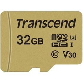 Paměťová karta Transcend 500S microSDHC 32GB UHS-I U3 (Class 10) (95R/60W) + adapter (TS32GUSD500S)