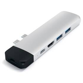 USB Hub Satechi USB-C PRO Hub (HDMI 4K, Pass Through Charging, 1x USB 3.0, 1x MicroSD, Ethernet) (ST-TCPHES) stříbrný