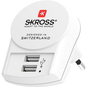 Cestovní adaptér SKROSS pro použití v Evropě pro 2 USB (DC10) bílý