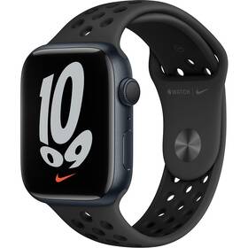Chytré hodinky Apple Watch Nike Series 7 GPS, 41mm pouzdro z půlnočně inkoustového hliníku antracitový / černý sportovní řemínek (MKN43HC/A)
