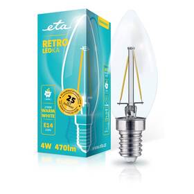 Žárovka LED ETA RETRO LEDka svíčka filiament 4W, E14, teplá bílá (C37W4WWF)