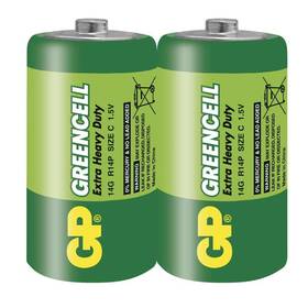 Baterie zinkochloridová GP Greencell C, R14, fólie 2ks (B1230)