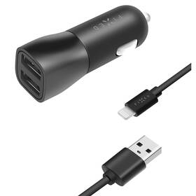 Adaptér do auta FIXED 2x USB, 15W Smart Rapid Charge + Lightning MFi kabel 1m (FIXCC15-2UL-BK) černý