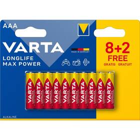 Baterie alkalická Varta Longlife Max Power AAA, LR03, blistr 8+2ks (4703101410)