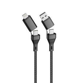 Kabel Forever Core 4v1 USB + USB-C/USB-C + Lightning, 1,2m (GSM117838) černý