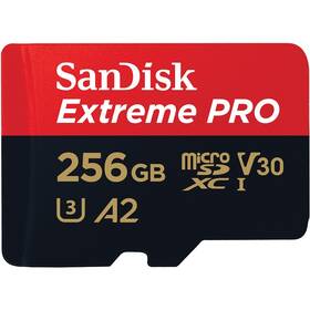 Paměťová karta SanDisk Micro SDXC Extreme Pro 256GB UHS-I U3 (200R/140W) + adaptér (SDSQXCD-256G-GN6MA)