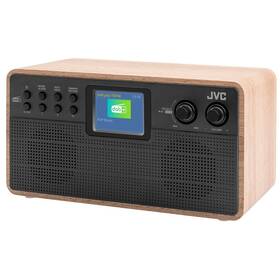 Radiopřijímač s DAB+ JVC RA-E731B-DAB černý/dřevo - rozbaleno - 24 měsíců záruka