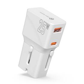Cestovní adaptér Mobile Origin Travel adapter 25W, EU/US/UK/AU bílá barva
