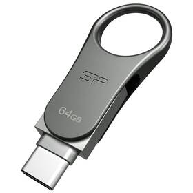 USB Flash Silicon Power Mobile C80 64 GB (SP064GBUC3C80V1S) stříbrný