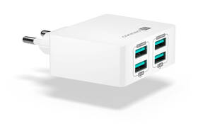 Nabíječka do sítě Connect IT Fast Charge 4x USB, 4,8A s funkcí rychlonabíjení (CWC-4010-WH) bílá