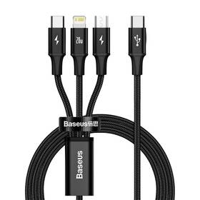 Kabel Baseus Rapid Series 3v1 USB-C (USB-C/Lightning/USB-C) PD 20W 1,5m (CAMLT-SC01) černý - rozbaleno - 24 měsíců záruka