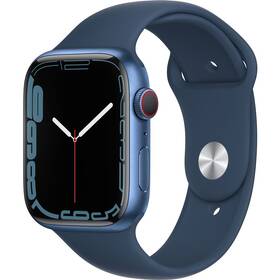 Chytré hodinky Apple Watch Series 7 GPS + Cellular, 45mm pouzdro z modrého hliníku - hlubokomořsky modrý sportovní řemínek (MKJT3HC/A)