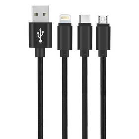 Setty 3v1 USB/Micro USB, Lightning, USB-C, 1m