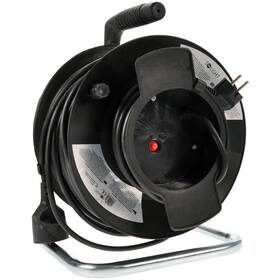 Kabel prodlužovací na bubnu Solight 1 zásuvka, 50m, 3x 1,5mm2 (PB12) černý