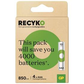 Baterie nabíjecí GP ReCyko 850 AAA (HR03), 4 ks (B25184)
