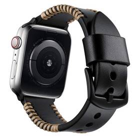 Řemínek WG na Apple Watch, koženkový + adapter 38/40/41 mm (9163) černý