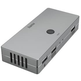 USB Hub Hama KVM přepínač pro 2 PC na 1 monitor, 3xUSB, 1xHDMI (200135) šedý