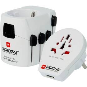 Cestovní adaptér SKROSS PRO World & USB, 6,3A max. (PA41) bílý