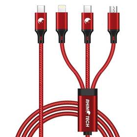 Kabel RhinoTech 3v1 USB-C (MicroUSB/Lightning/USB-C) 40W 1,2m (RTACC478) červený