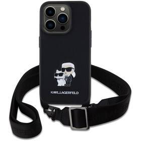Kryt na mobil Karl Lagerfeld Saffiano Crossbody Metal Karl and Choupette na Apple iPhone 15 Pro (KLHCP15LSAKCPBK) černý