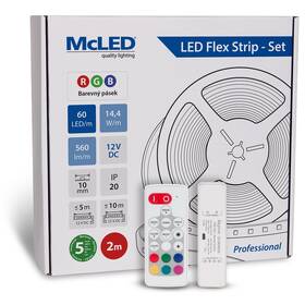 LED pásek McLED s ovládáním Nano - sada 2 m - Professional, 60 LED/m, RGB, 560 lm/m, vodič 3 m 
