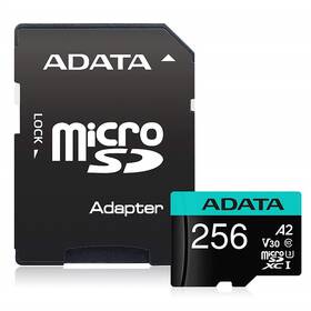Paměťová karta ADATA Premier Pro MicroSDXC 256GB (100R/80W) + adaptér (AUSDX256GUI3V30SA2-RA1)
