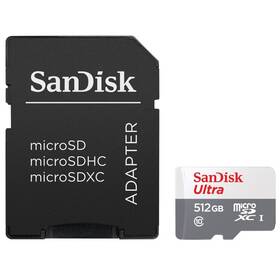 Paměťová karta SanDisk Micro SDXC Ultra Android 512GB UHS-I U1 (100W/20W) + adapter (SDSQUNR-512G-GN6TA)